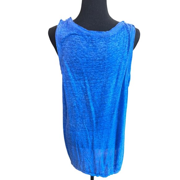 Dear John Cobalt Blue 100% Linen Tank Top Button Size L Beach Nautical Resort - Picture 4 of 11